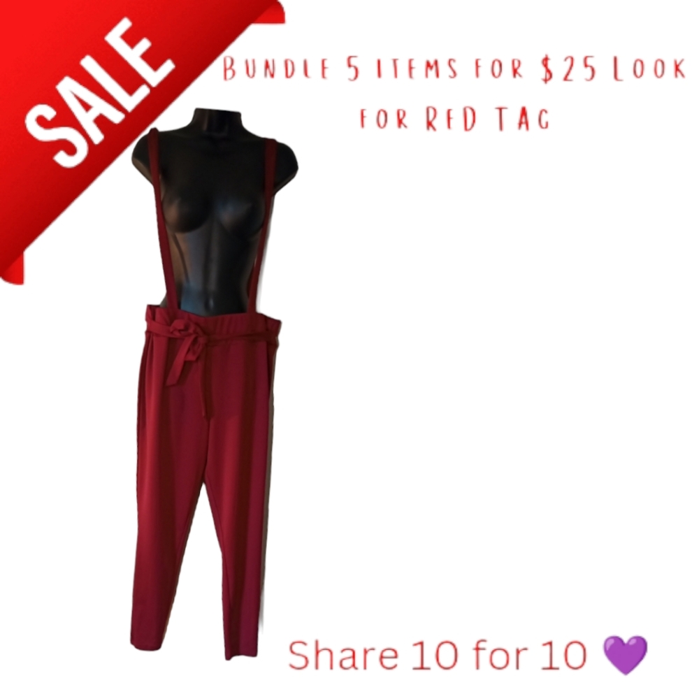 Shein 1x belted suspender tapper crop leg pants 👖
